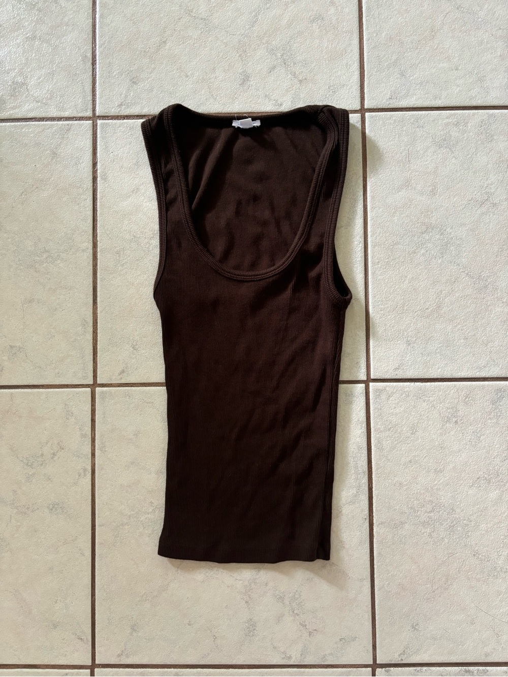 Garage SnatchRib Scoop Tank Top- Brown